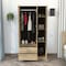 Tuhome Austral 3 Door Armoire with Drawers, Shelves, and Hanging Rod, Light Oak/Black CDW6598 - alternate 1